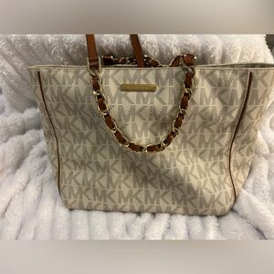 Michael Kors Tan Signature Tote with Gold Accents